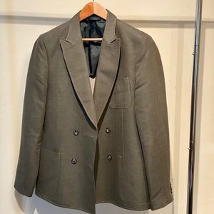 Double breasted olive green blazer